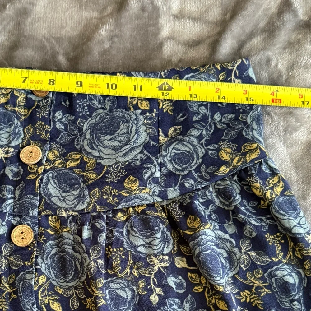 Sweet Salt Tiered Button Front Floral Maxi Skirt Size 4 Blue Boho A-line Cottage